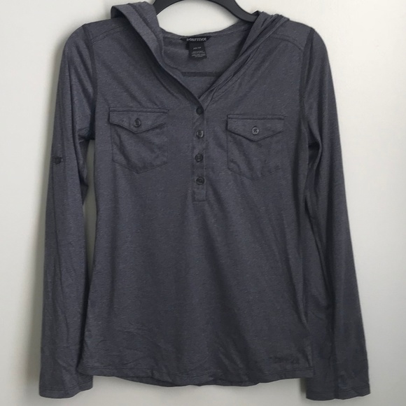 Marmot Dark Gray Hoodie Top - Picture 1 of 7